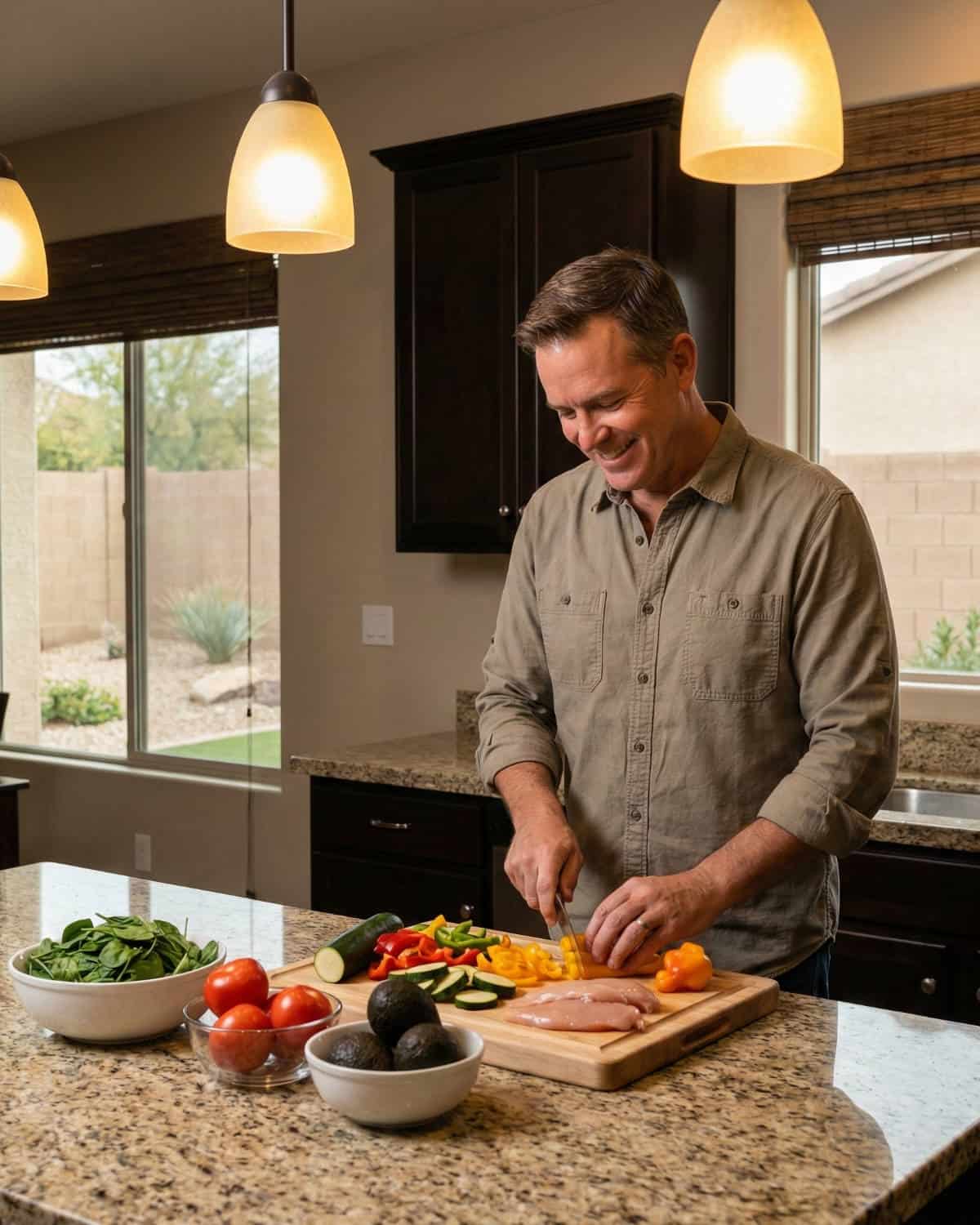 Man preparing healthy meals for weight management and metabolic health
