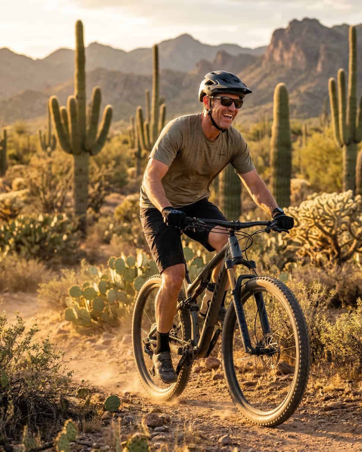 Man mountain biking